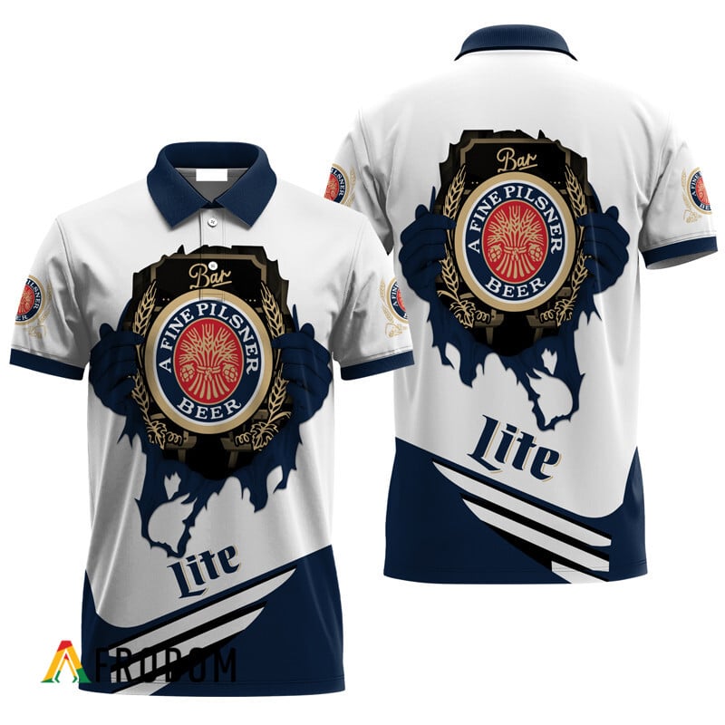 Miller Lite Beer Logo 3d Printed Polo Shirt, Miller Lite Beer Men's Short Sleeve Polo Shirt, Miller Lite Beer 3d Men's Polo Shirt