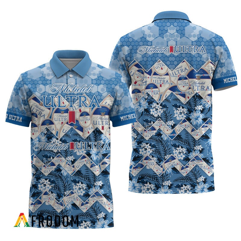 Michelob Ultra Tropical Floral Print Polo Shirt, Michelob Ultra All Over Print 3d Polo Shirt, Michelob Ultra Logo 3d Men's Polo Shirt