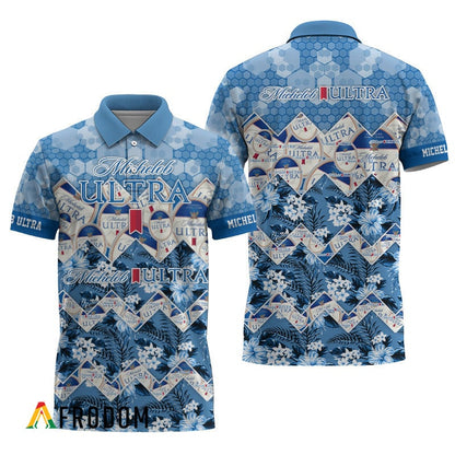 Michelob Ultra Tropical Floral Print Polo Shirt, Michelob Ultra All Over Print 3d Polo Shirt, Michelob Ultra Logo 3d Men's Polo Shirt