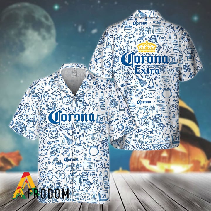 Doodle Art Corona Extra Hawaiian Shirt, Corona Extra Logo Doodle Art Button Down Shirt, Corona Extra Beer Doodle Art Summer Hawaiian Shirt