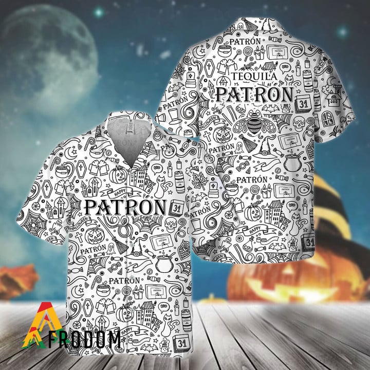Doodle Art Tequila Patron Aop Hawaiian Shirt, Tequila Patron Logo Doodle Art Button Down Shirt, Tequila Patron Doodle Art Summer Hawaiian Shirt