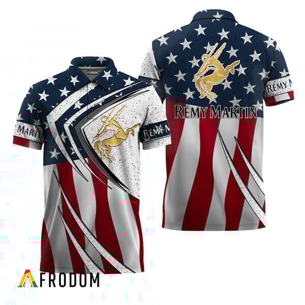Remy Martin American Flag Retro 3d Polo Shirt, Remy Martin Fourth Of July Polo Shirt, Remy Martin Us Flag Patriotic Men's Polo Shirt