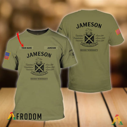 Personalized Military Green Jameson Whiskey 3d T-shirt, Jameson Whiskey Logo Camo Green 3d T-shirt, Jameson Camo Green Unisex T-shirt