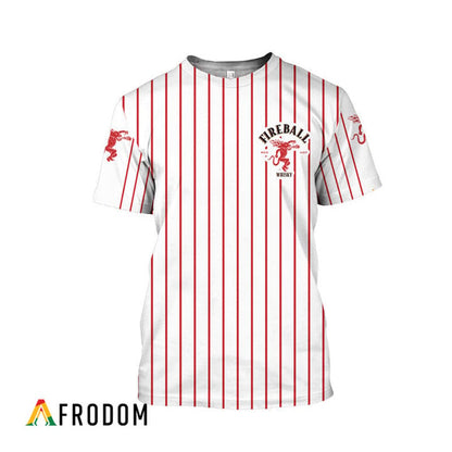 Fireball Whisky White Red Striped 3d T-shirt, Fireball Whisky All Over Printed 3d T-shirt, Fireball Whisky Logo Unisex 3d T-shirt