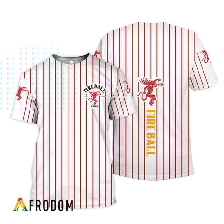 Fireball Whisky White Red Striped 3d T-shirt, Fireball Whisky All Over Printed 3d T-shirt, Fireball Whisky Logo Unisex 3d T-shirt