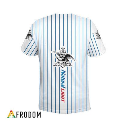 Natural Light White Blue Striped 3d T-shirt, Natural Light All Over Printed 3d T-shirt, Natural Light Beer Logo Unisex 3d T-shirt