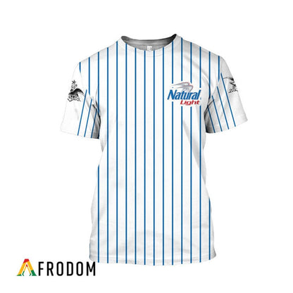 Natural Light White Blue Striped 3d T-shirt, Natural Light All Over Printed 3d T-shirt, Natural Light Beer Logo Unisex 3d T-shirt