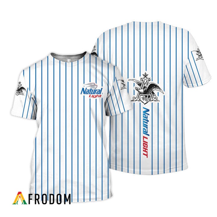 Natural Light White Blue Striped 3d T-shirt, Natural Light All Over Printed 3d T-shirt, Natural Light Beer Logo Unisex 3d T-shirt