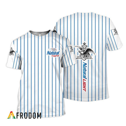 Natural Light White Blue Striped 3d T-shirt, Natural Light All Over Printed 3d T-shirt, Natural Light Beer Logo Unisex 3d T-shirt