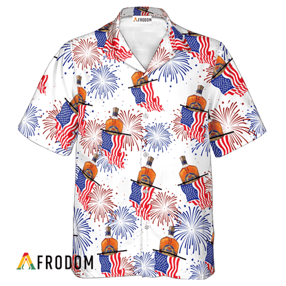 Crown Royal Whisky American Flag Fireworks Hawaiian Shirt, Crown Royal Independence Day Aloha Shirt, Crown Royal 4th Of July Hawaiian Shirt