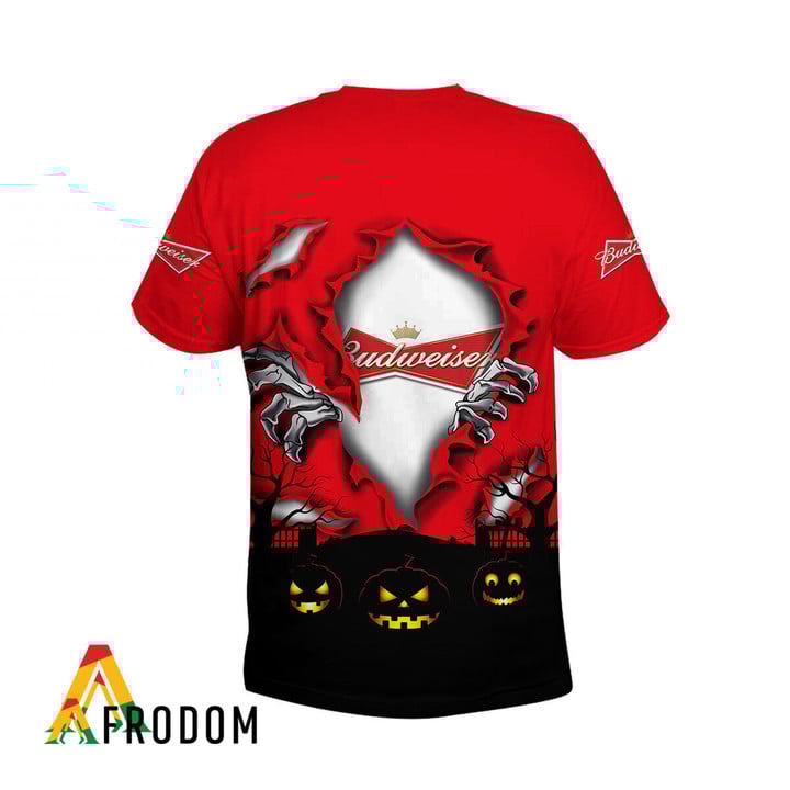 Scary Night Halloween Budweiser Beer 3d T-shirt, Budweiser Beer All Over Print 3d T-shirt, Budweiser Beer Logo Print Unisex 3d T-shirt