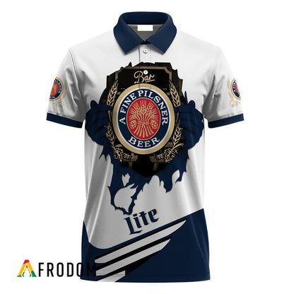 Miller Lite Beer Logo 3d Printed Polo Shirt, Miller Lite Beer Men's Short Sleeve Polo Shirt, Miller Lite Beer 3d Men's Polo Shirt