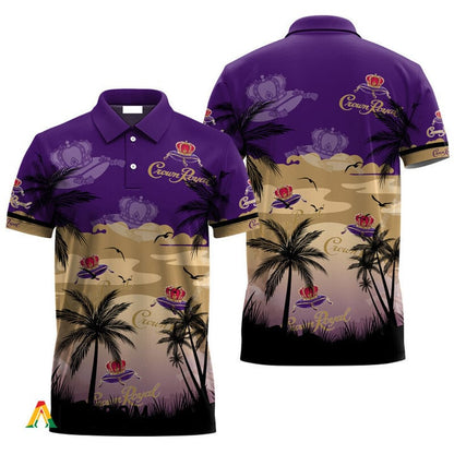 Crown Royal Coconut Trees 3d Men's Polo Shirt, Crown Royal All Over Printed 3d Polo Shirt, Tropical Palm Crown Royal Polo Shirt