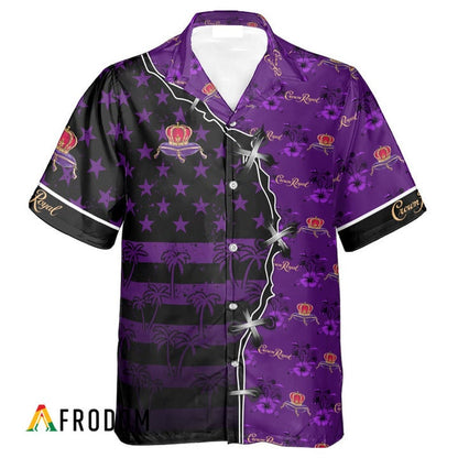 Crown Royal American Flag Tropical Split 3d Hawaiian Shirt, Crown Royal Whisky Aloha Shirts, Crown Royal Whisky Short Sleeve Hawaiian Shirt