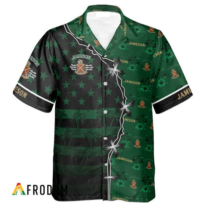 Jameson Whiskey American Flag Tropical Split 3d Hawaiian Shirt, Jameson Whiskey Aloha Shirts, Jameson Whiskey Short Sleeve Hawaiian Shirt