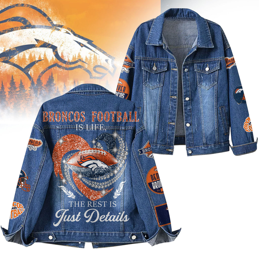 D.broncos | Premium  Football Is Life Denim Jacket Nf1