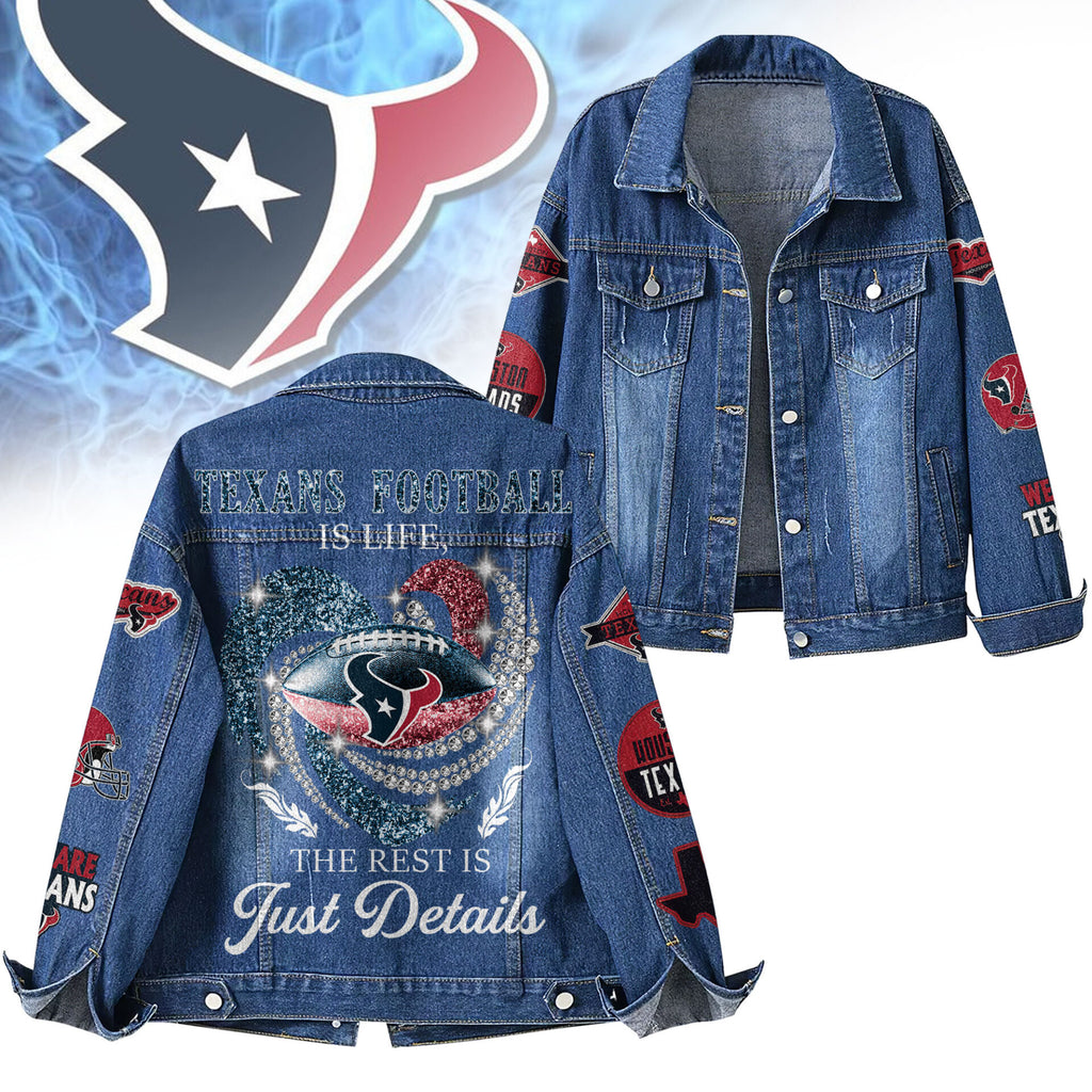 H.texans | Premium  Football Is Life Denim Jacket Nf1