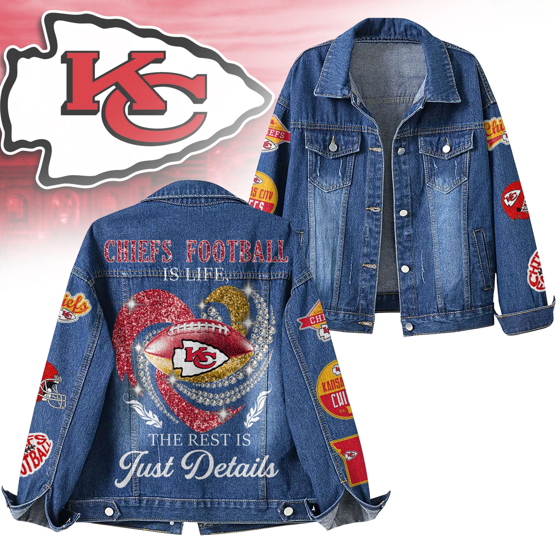 Kc.chiefs | Premium  Football Is Life Denim Jacket Nf1