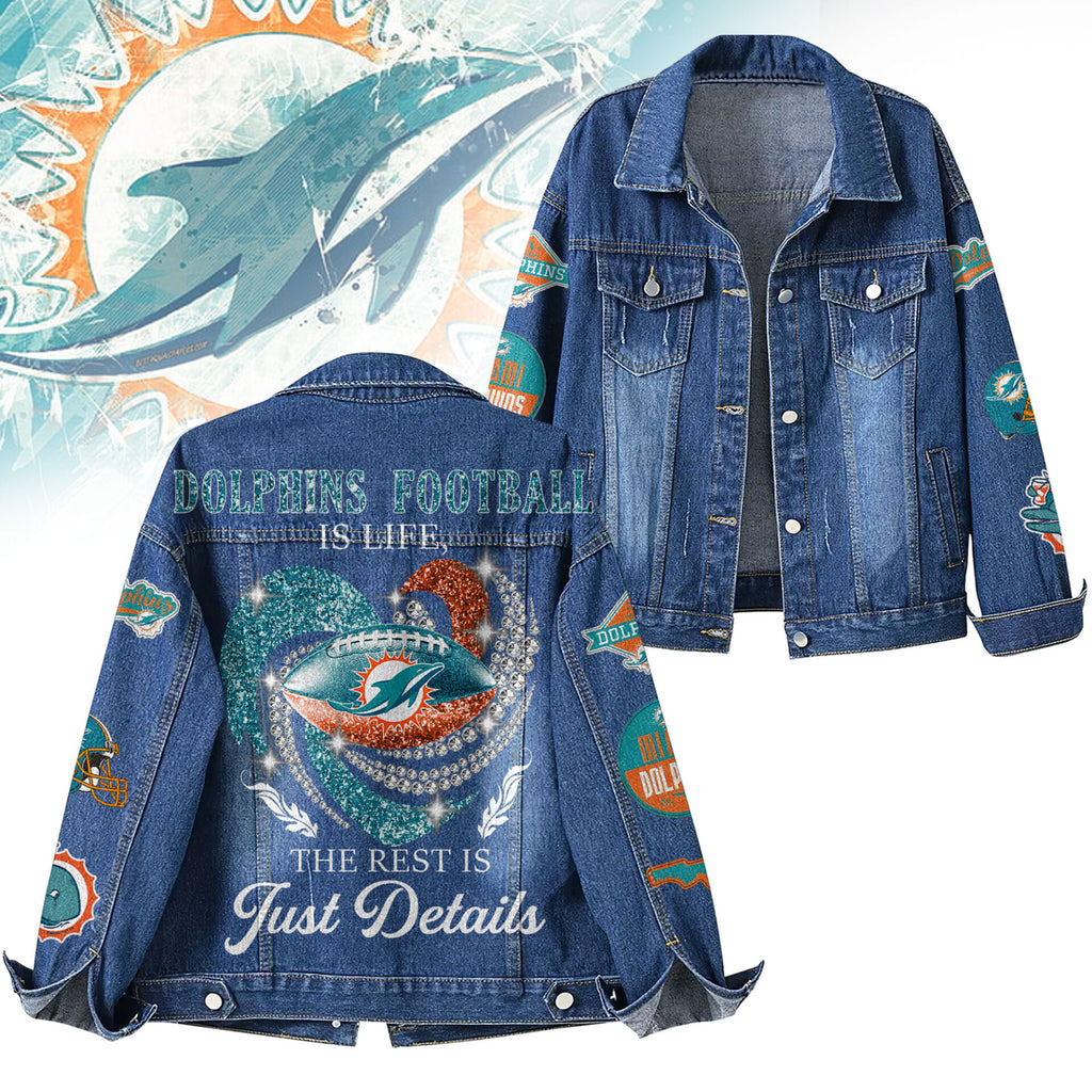 M.dolphins | Premium  Football Is Life Denim Jacket Nf1