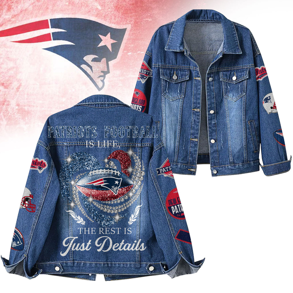 Ne.patriots | Premium  Football Is Life Denim Jacket Nf1