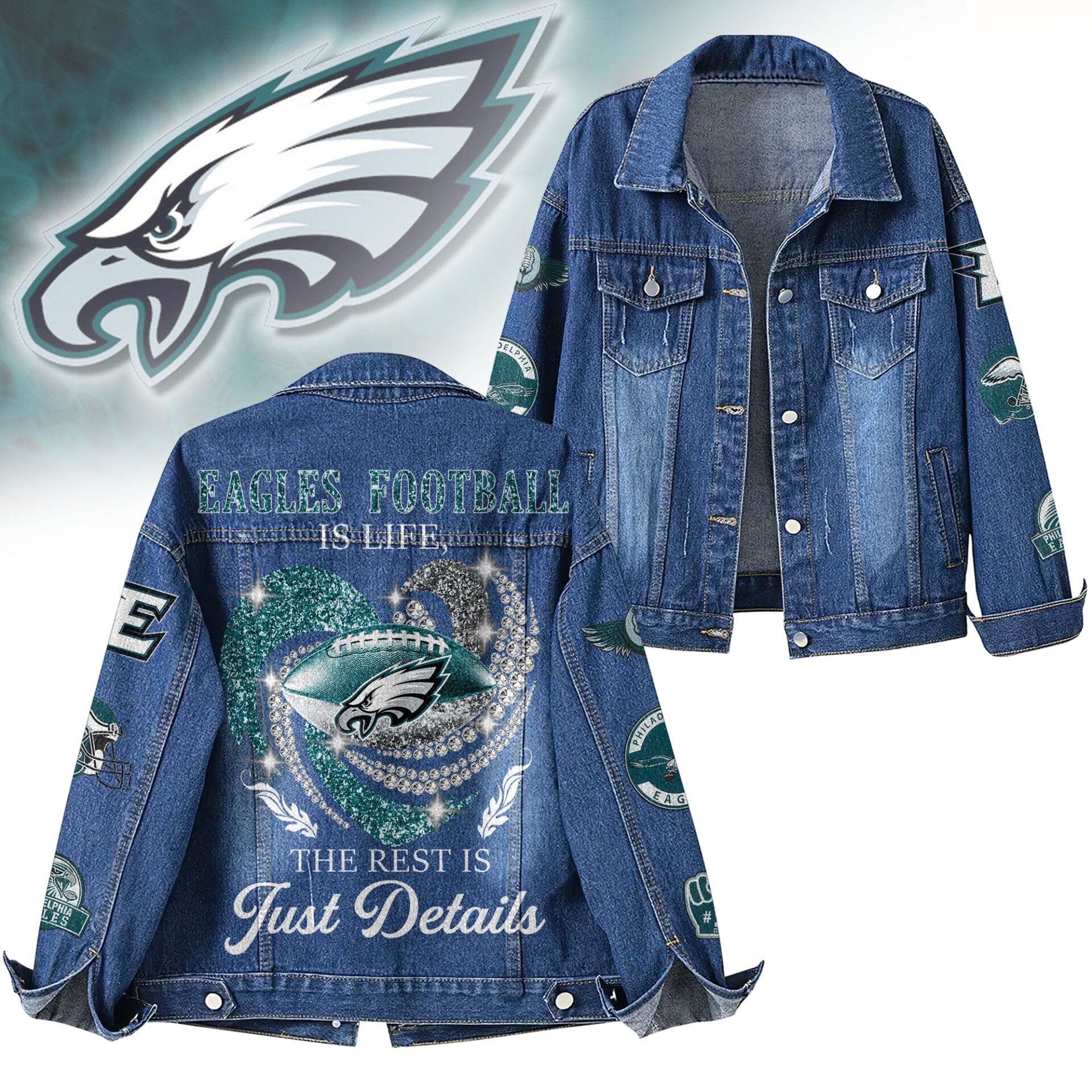 P.eagles | Premium  Football Is Life Denim Jacket Nf1