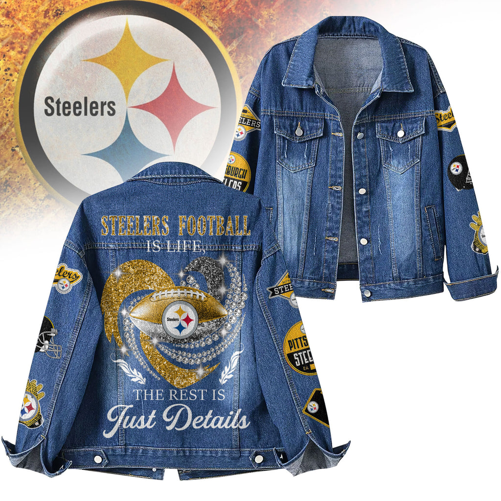 P.steelers | Premium  Football Is Life Denim Jacket Nf1