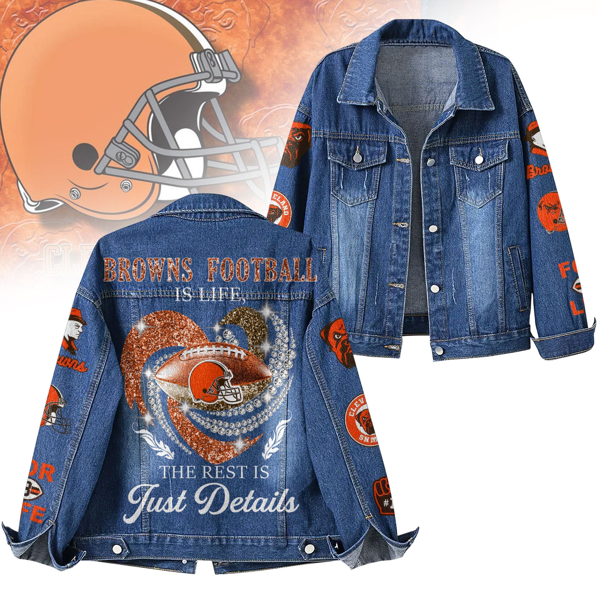 C.browns | Premium  Football Is Life Denim Jacket Nf1