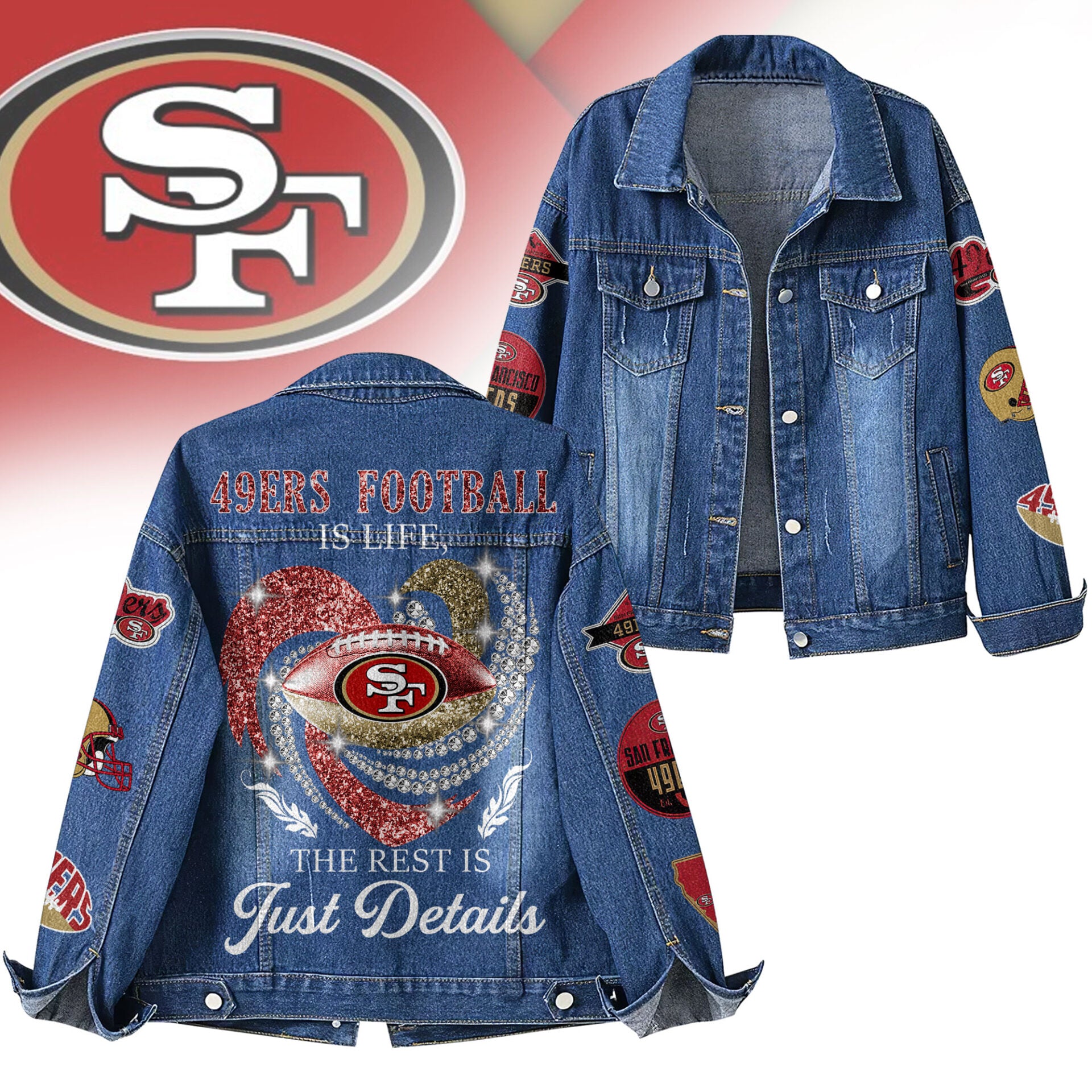 Sf.49ers | Premium  Football Is Life Denim Jacket Nf1