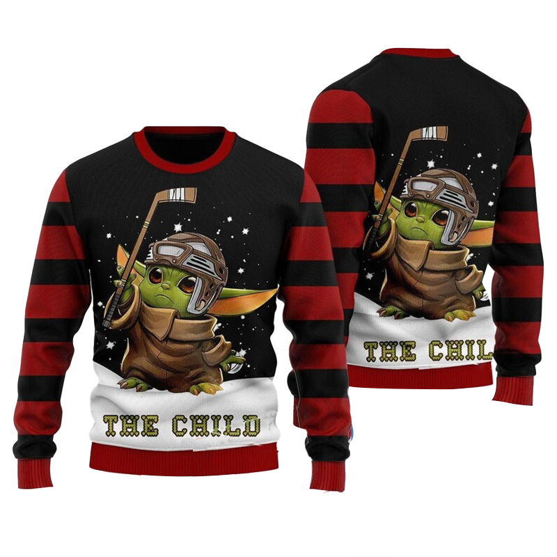 The Child Baby Yoda Snow Christmas Ugly Sweater, Star Wars Grogu Baby Yoda Ugly Christmas Sweater, Star Wars Christmas Crewneck Knitted Ugly Sweater