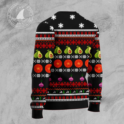 Merry Tacomas Ugly Christmas Sweater, Mexico Tacos Food All-over Printed Christmas Ugly Sweater, Tacos Lover Xmas Crewneck Knitted Ugly Sweater