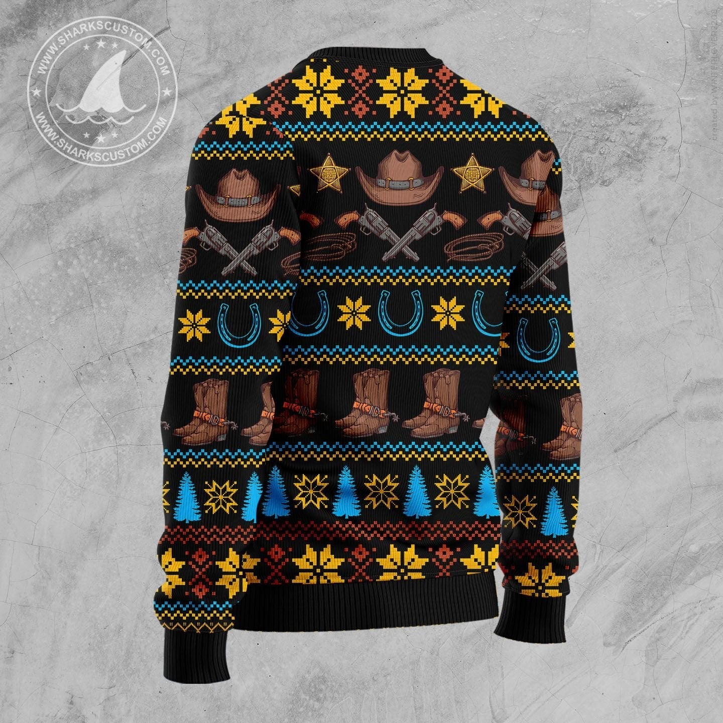 Merry Christmas Rodeo Cowboy Ugly Christmas Sweater, Cowboy Riding Horse All-over Printed Ugly Sweater, Cowboy Crewneck Knitted Ugly Sweaters