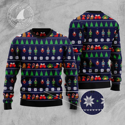 Nutcracker Seamless Pattern Ugly Christmas Sweater, Christmas Nutcracker All-over Printed Ugly Sweater, Nutcracker Crewneck Knitted Ugly Sweater