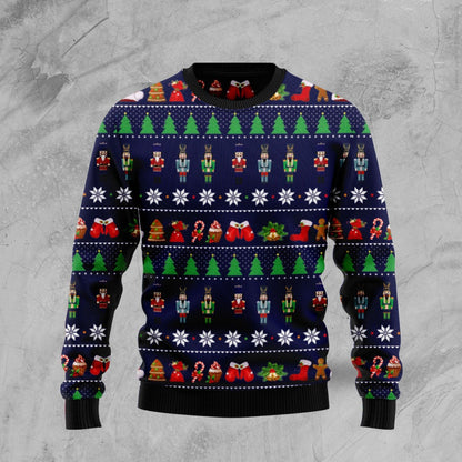 Nutcracker Seamless Pattern Ugly Christmas Sweater, Christmas Nutcracker All-over Printed Ugly Sweater, Nutcracker Crewneck Knitted Ugly Sweater