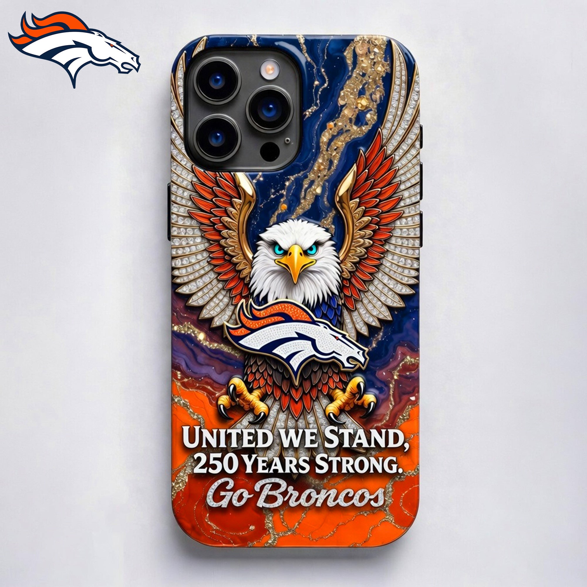 D.broncos | Premium .n.f.l. 250 Years Of America Freedom Luxury Phone Case Ny