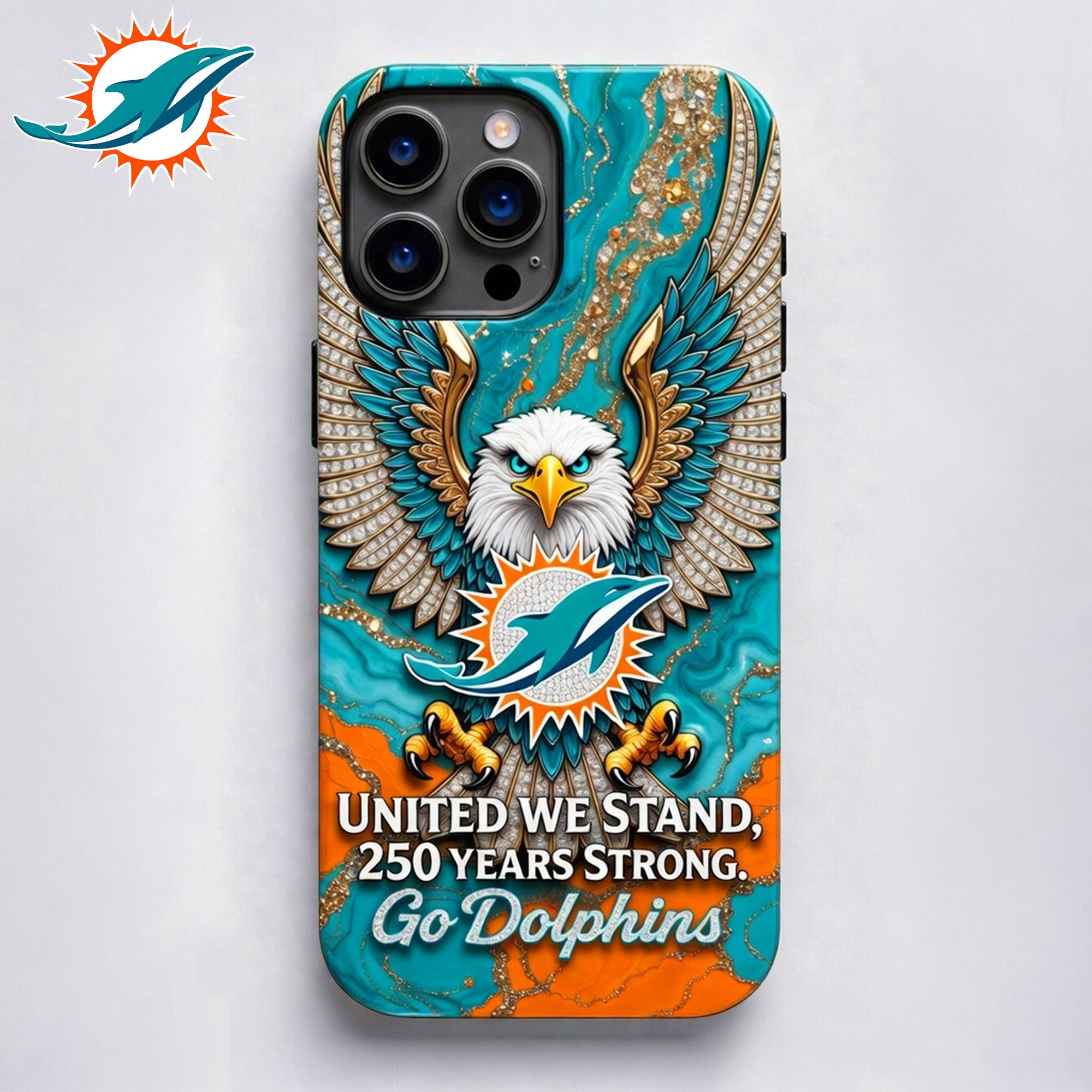 M.dolphins | Premium .n.f.l. 250 Years Of America Freedom Luxury Phone Case Ny
