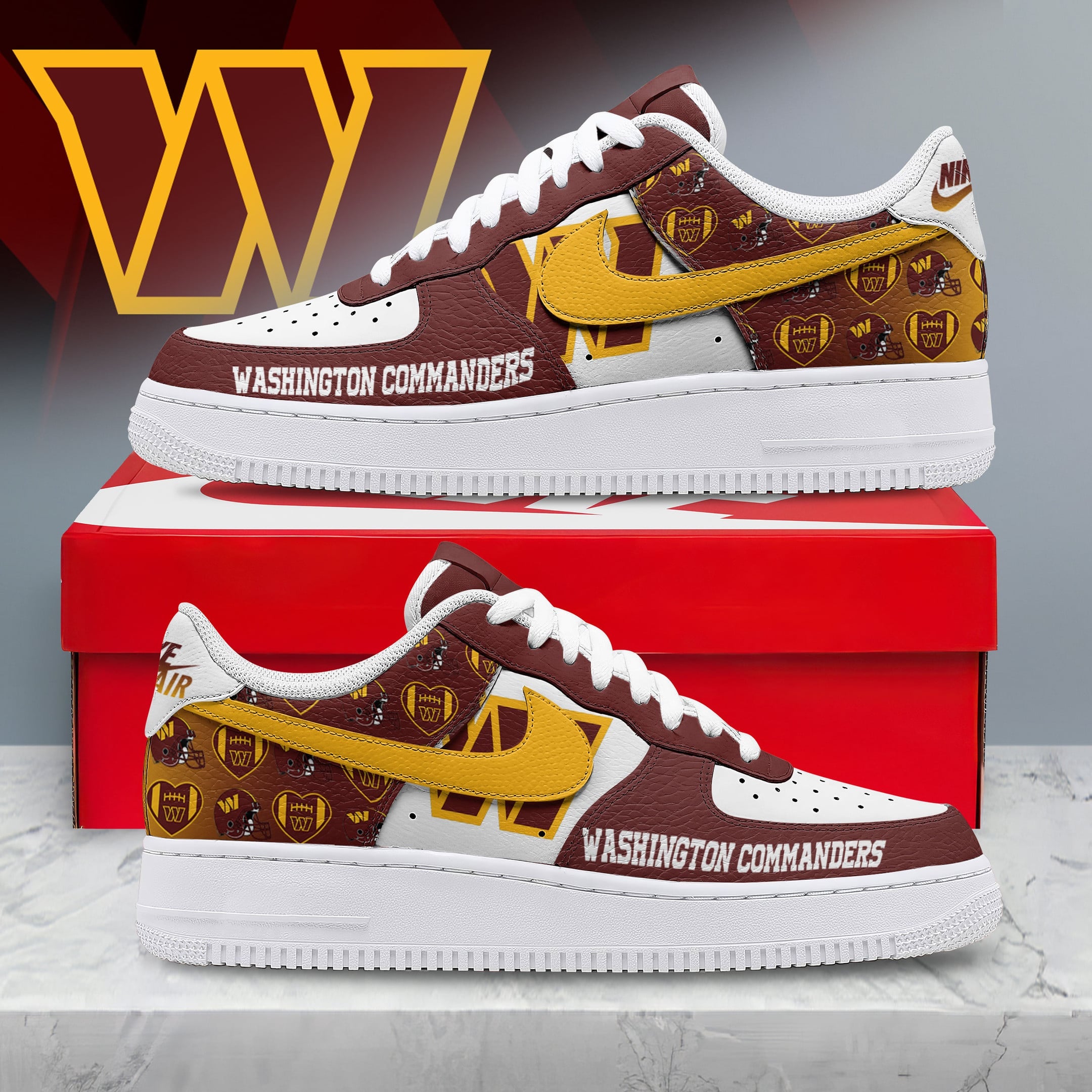 W.commanders | Premium N.f.l Gridiron Classic Af1 Shoes Nth1