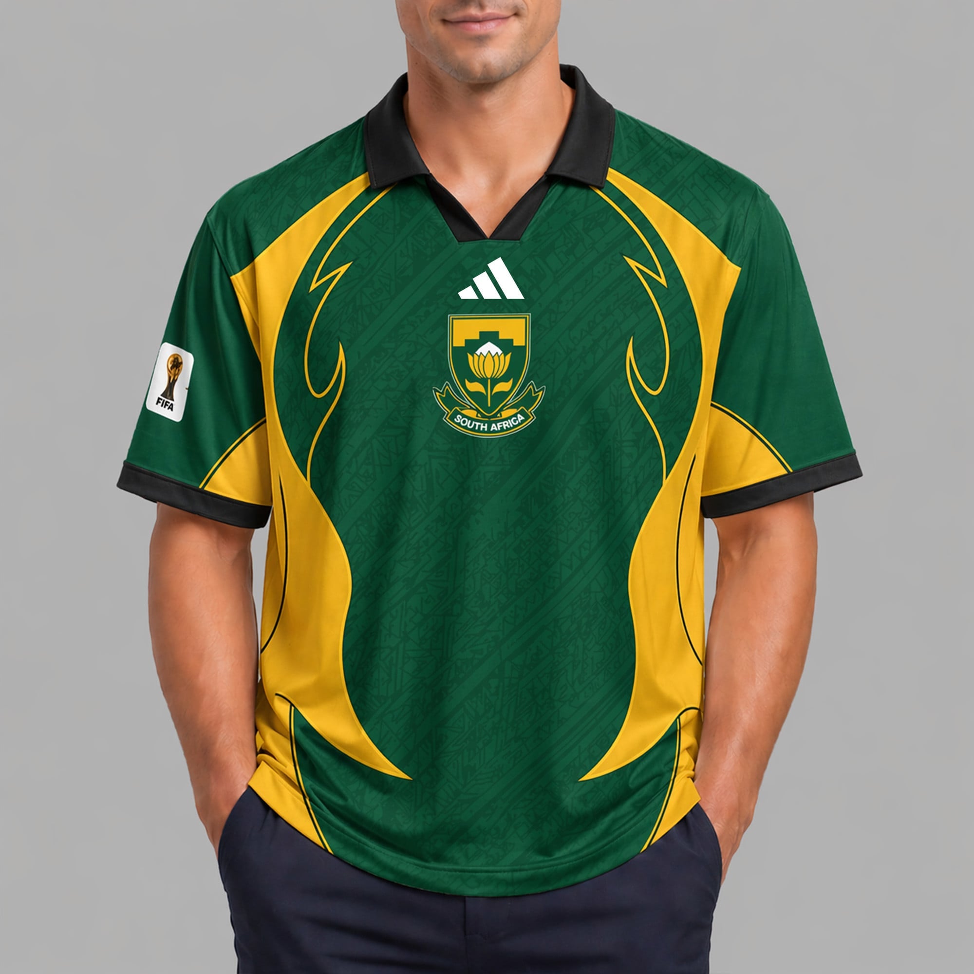 South Africa World Cup 2026 Collar Soccer Jersey Pvt01