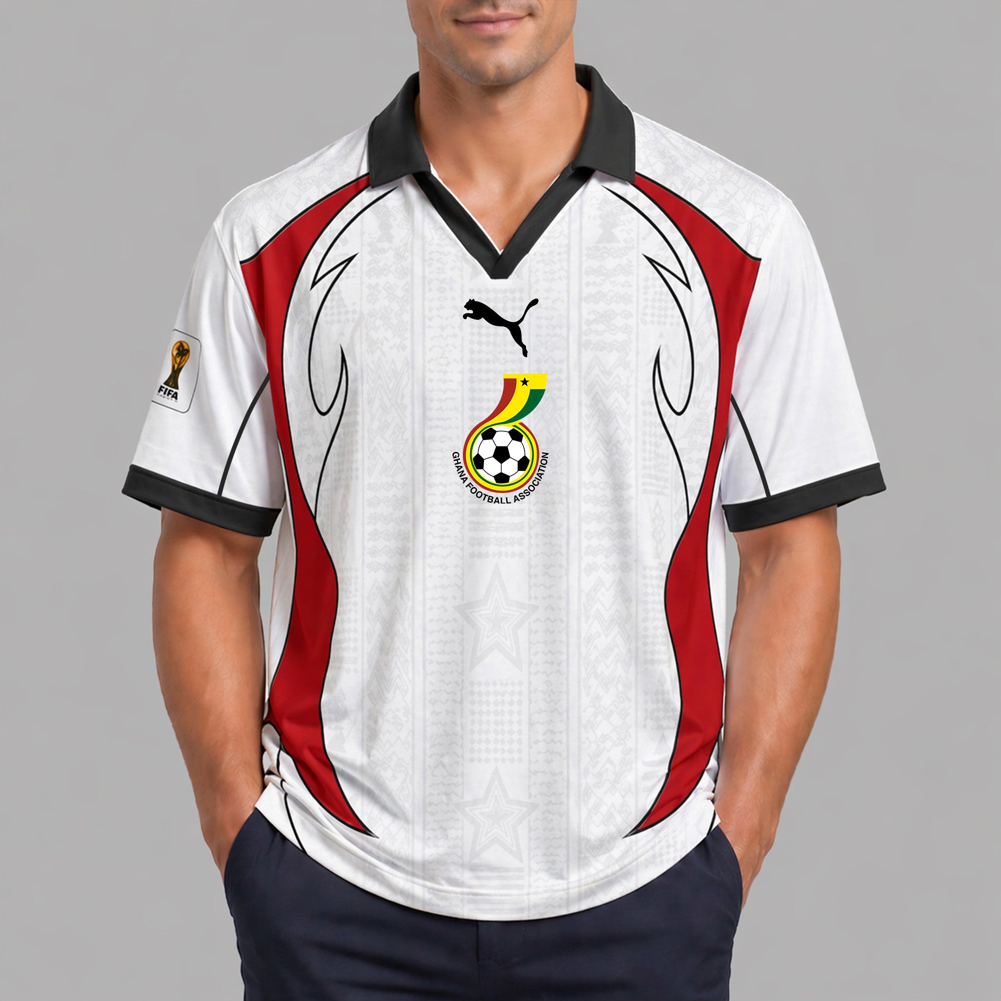 Ghana World Cup 2026 Collar Soccer Jersey Pvt01