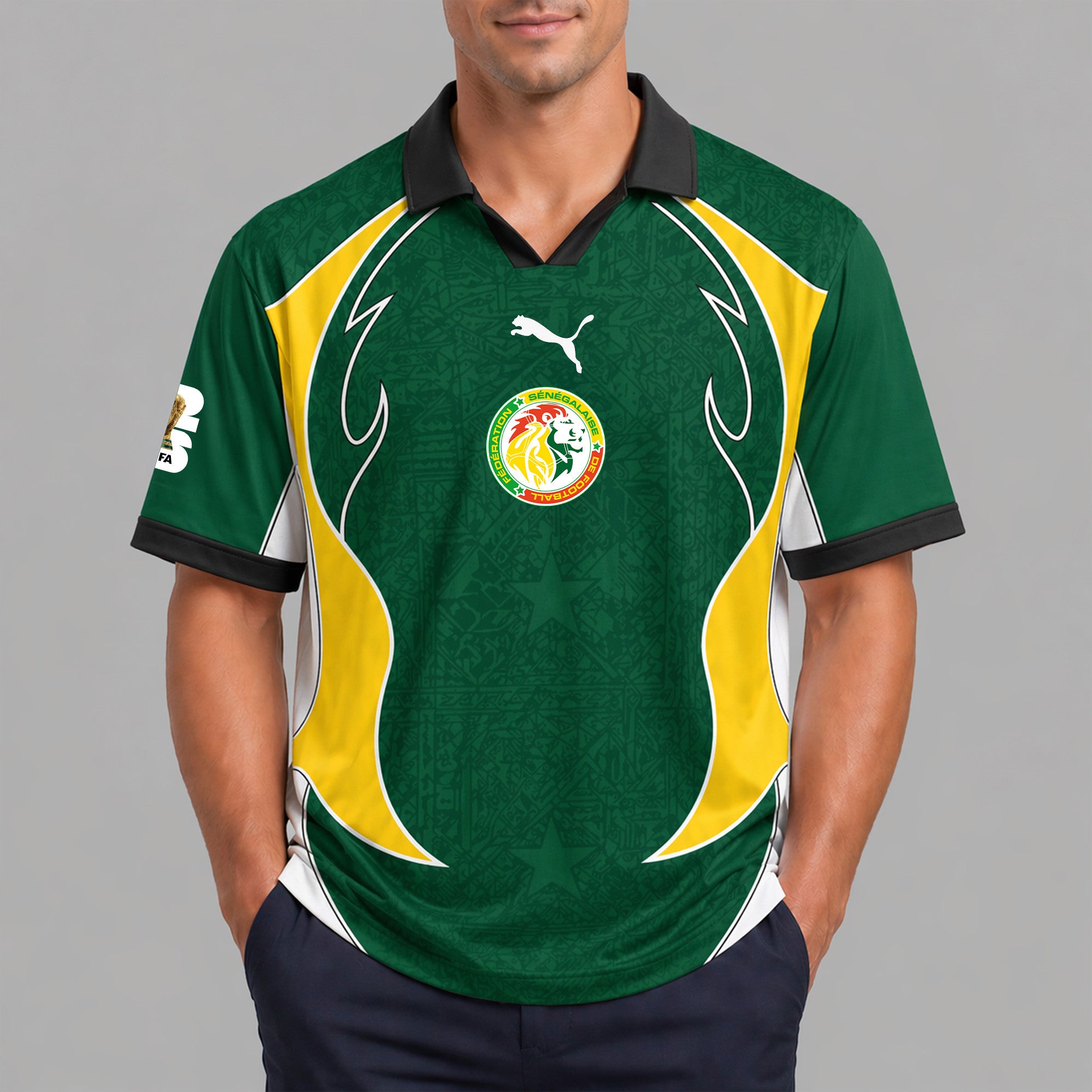 Senegal World Cup 2026 Collar Soccer Jersey Pvt01