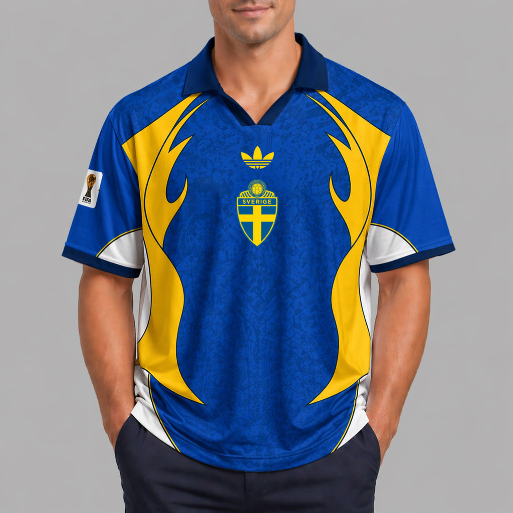 Sweden World Cup 2026 Collar Soccer Jersey Pvt01