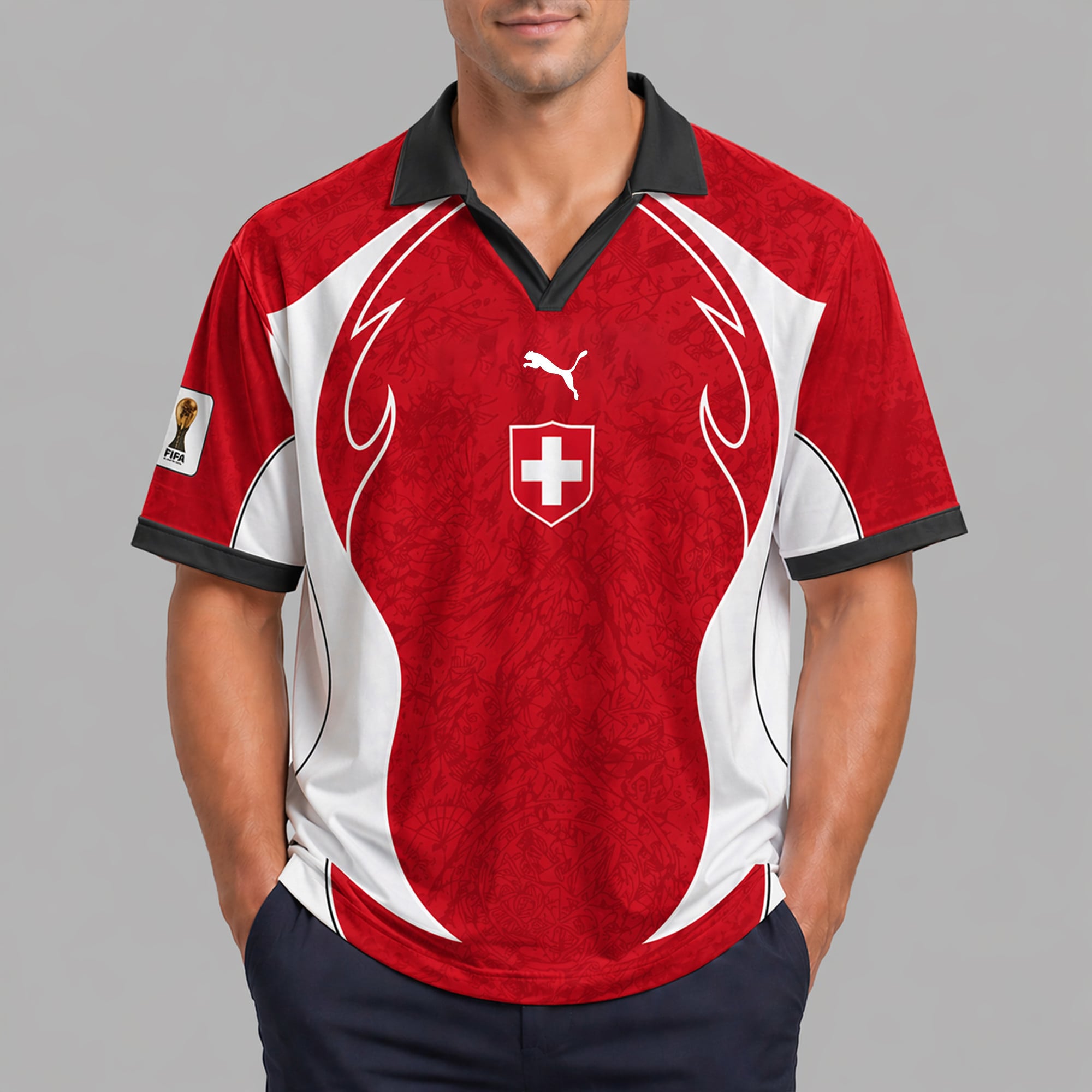 Switzerland World Cup 2026 Collar Soccer Jersey Pvt01