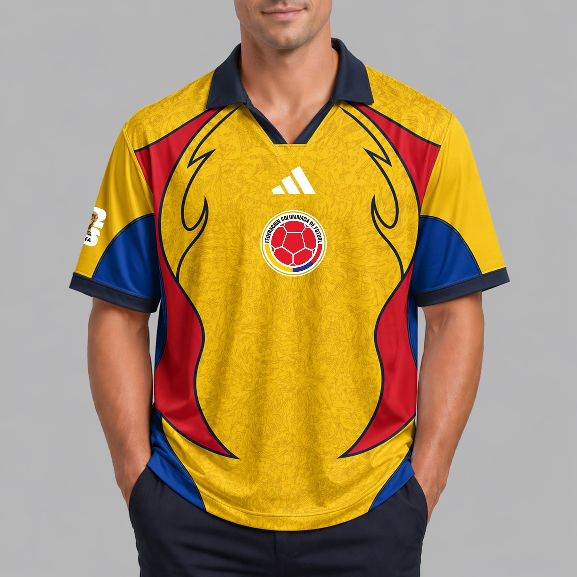 Colombia World Cup 2026 Collar Soccer Jersey Pvt01