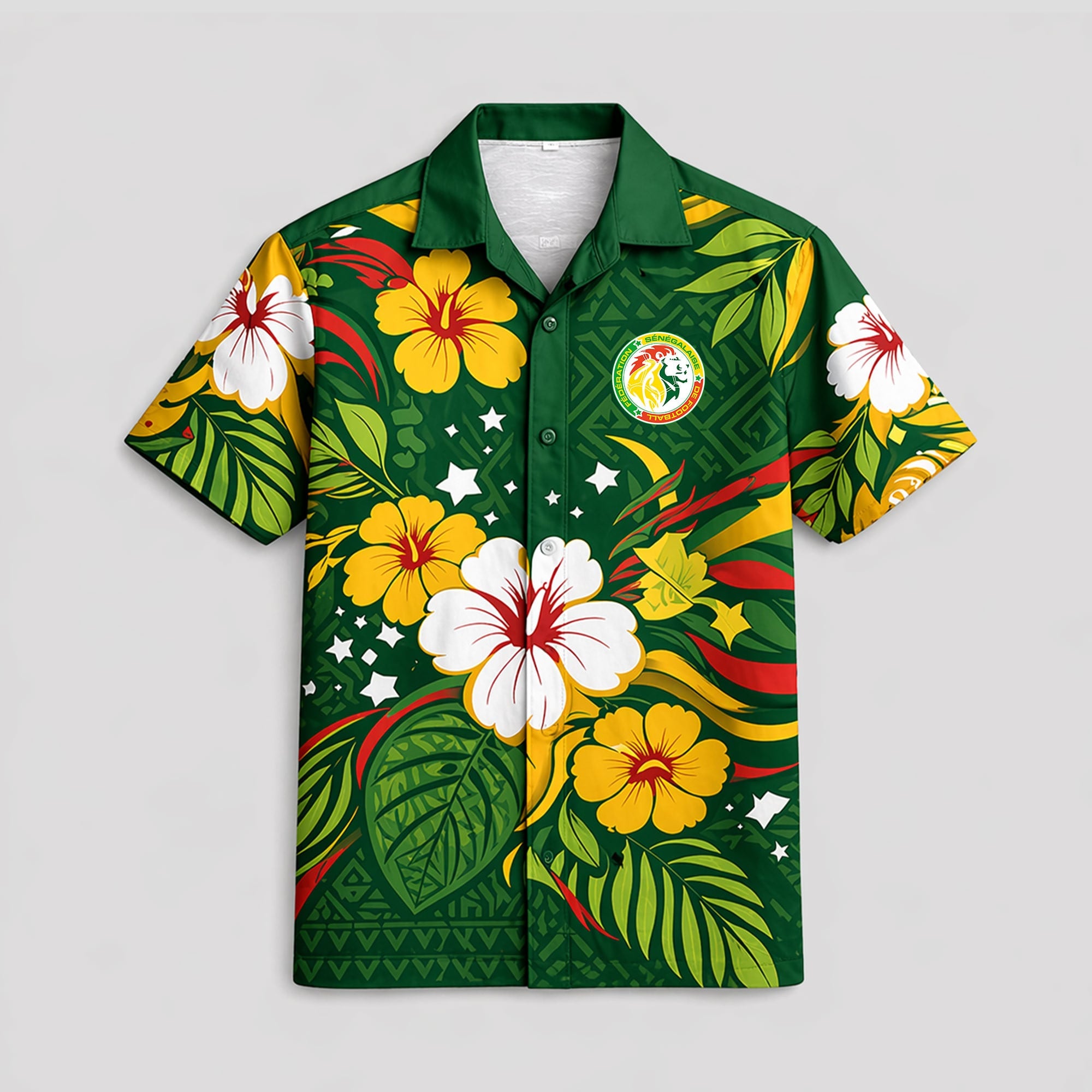 Senegal WC26 Floral Hawaiian Shirt Pvt02