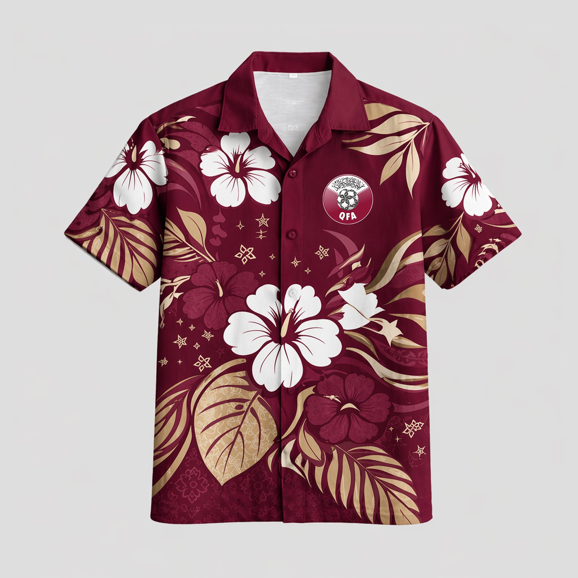 Qatar WC26 Floral Hawaiian Shirt Pvt02