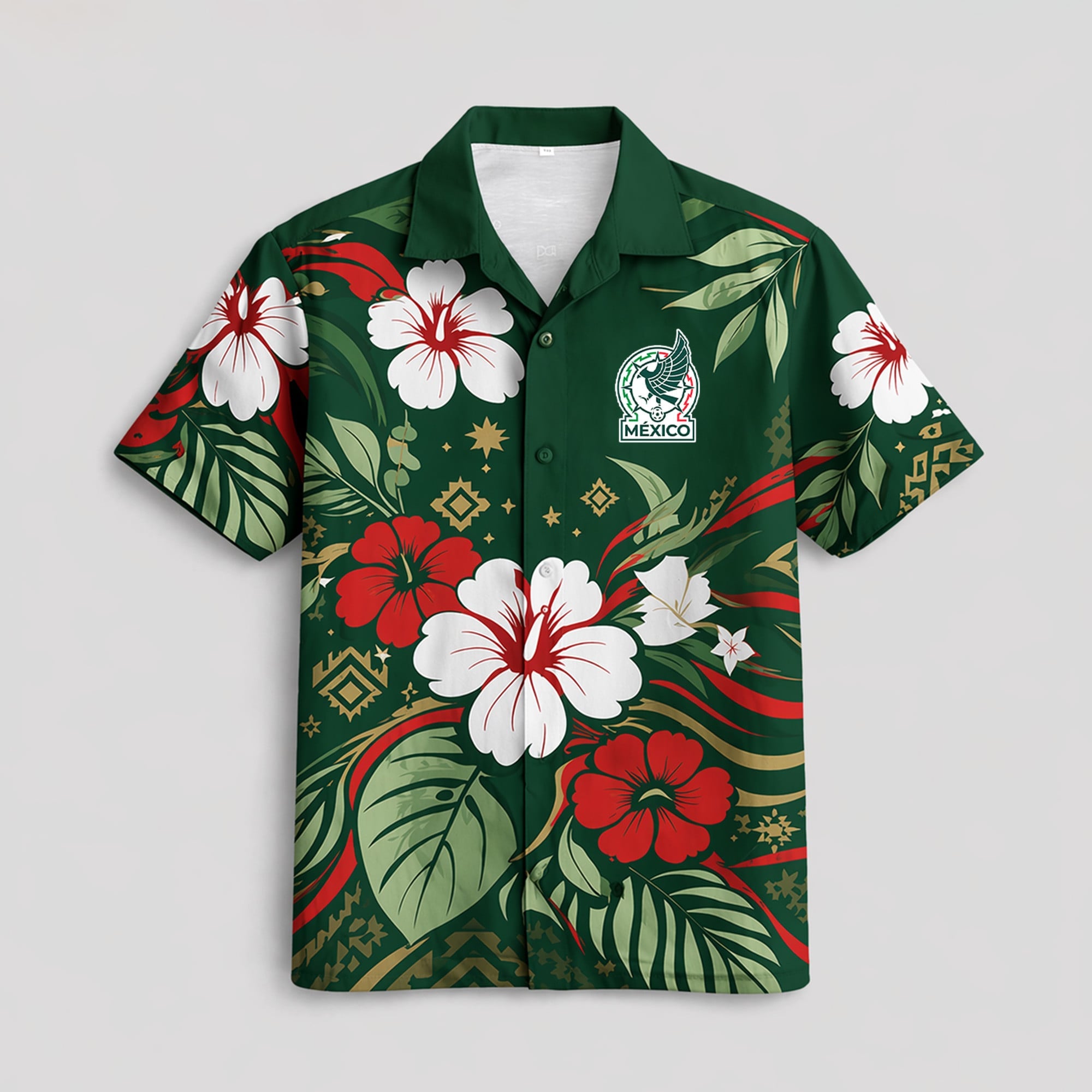 Mexico WC26 Floral Hawaiian Shirt Pvt02