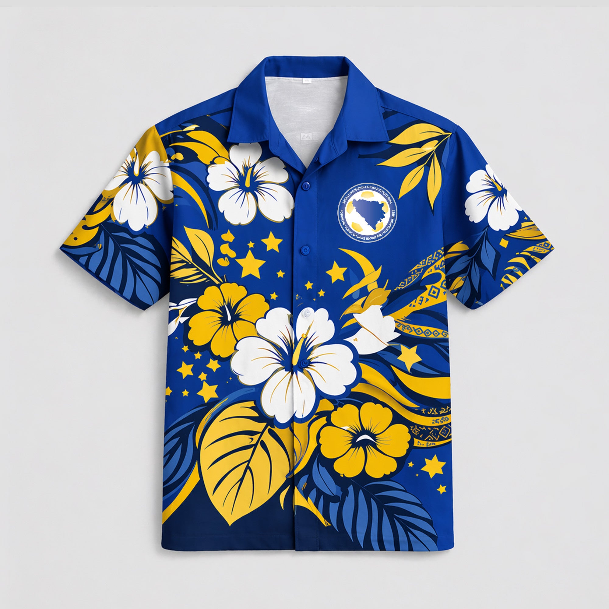 Bosnia And Herzegovina WC26 Floral Hawaiian Shirt Pvt02