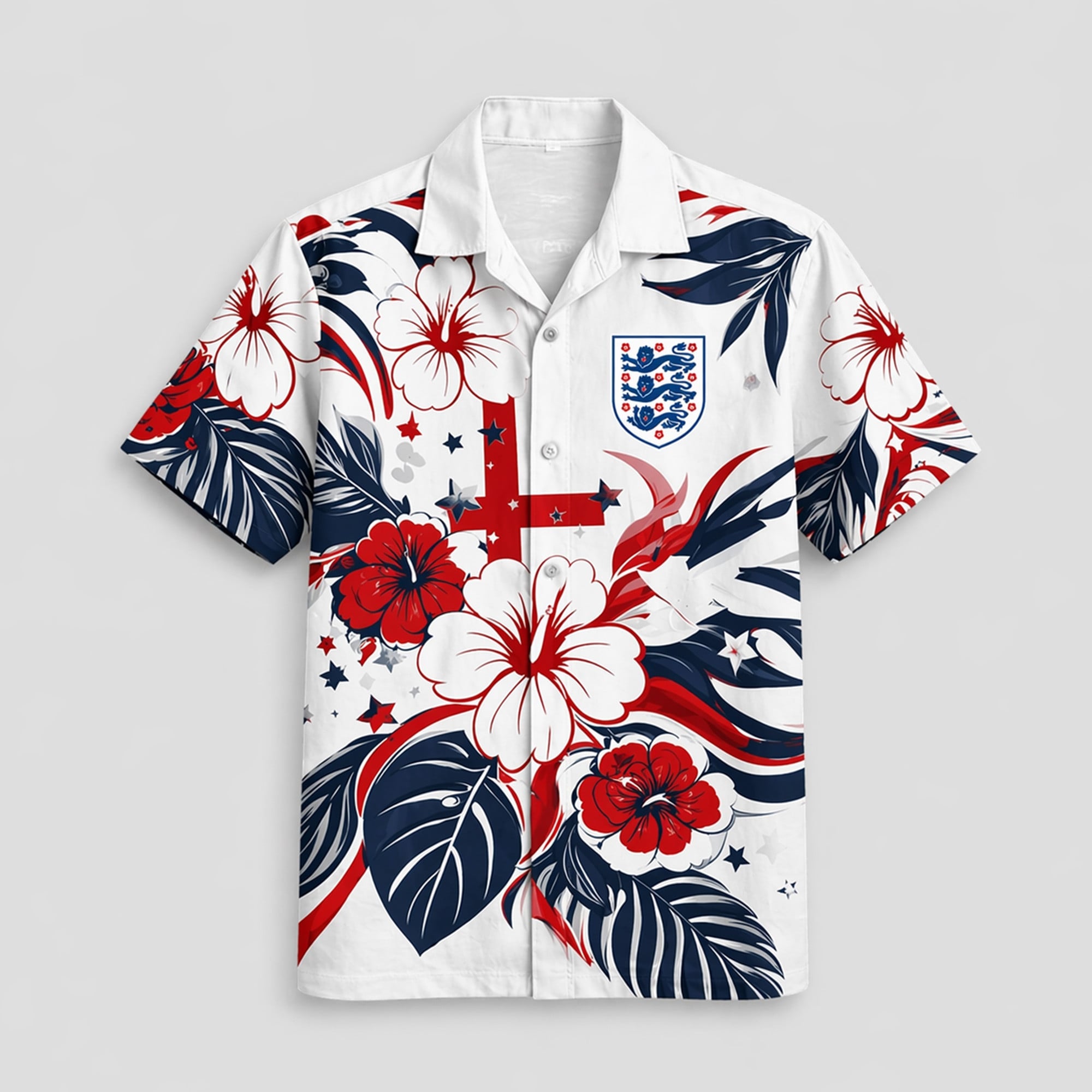 England WC26 Floral Hawaiian Shirt Pvt02