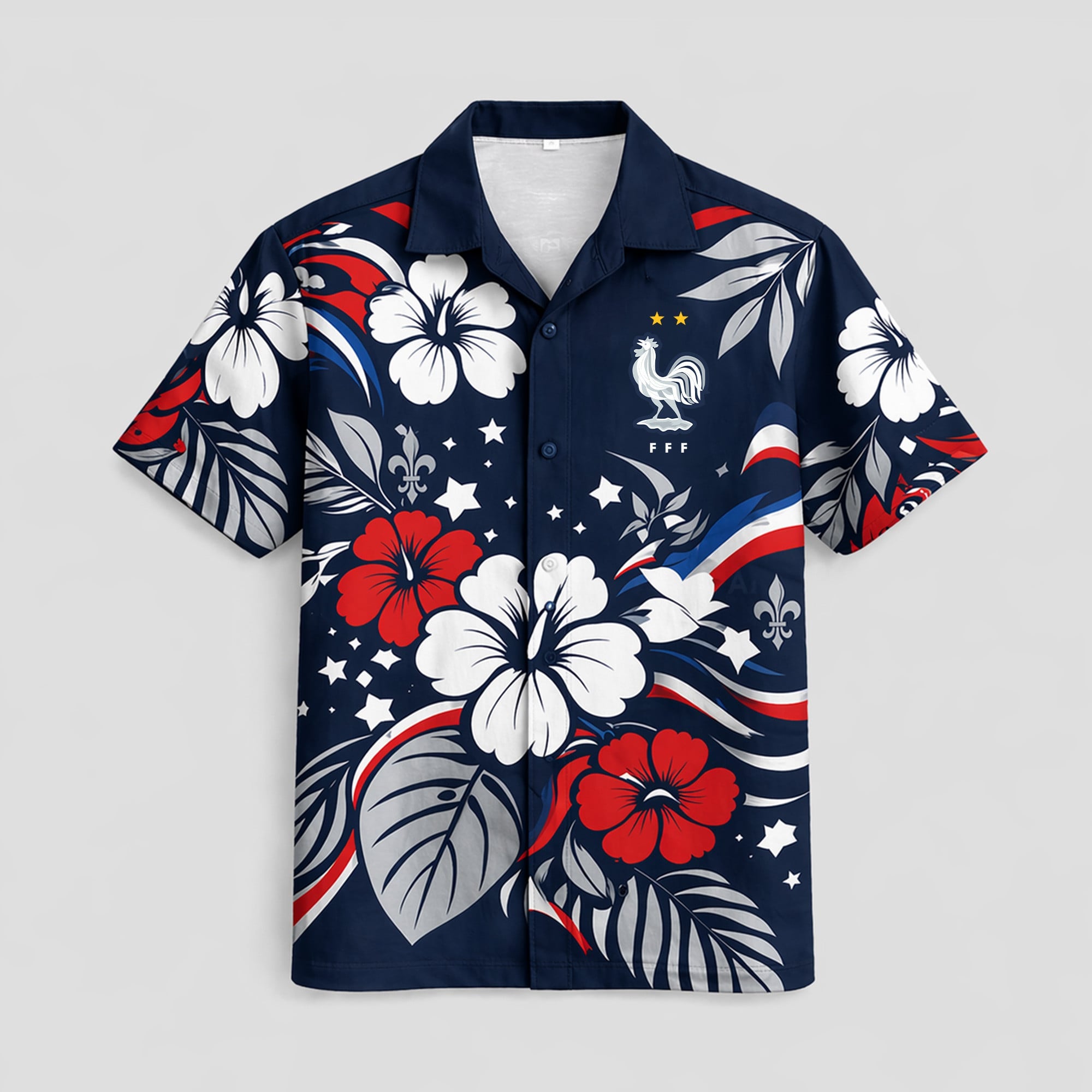 France WC26 Floral Hawaiian Shirt Pvt02