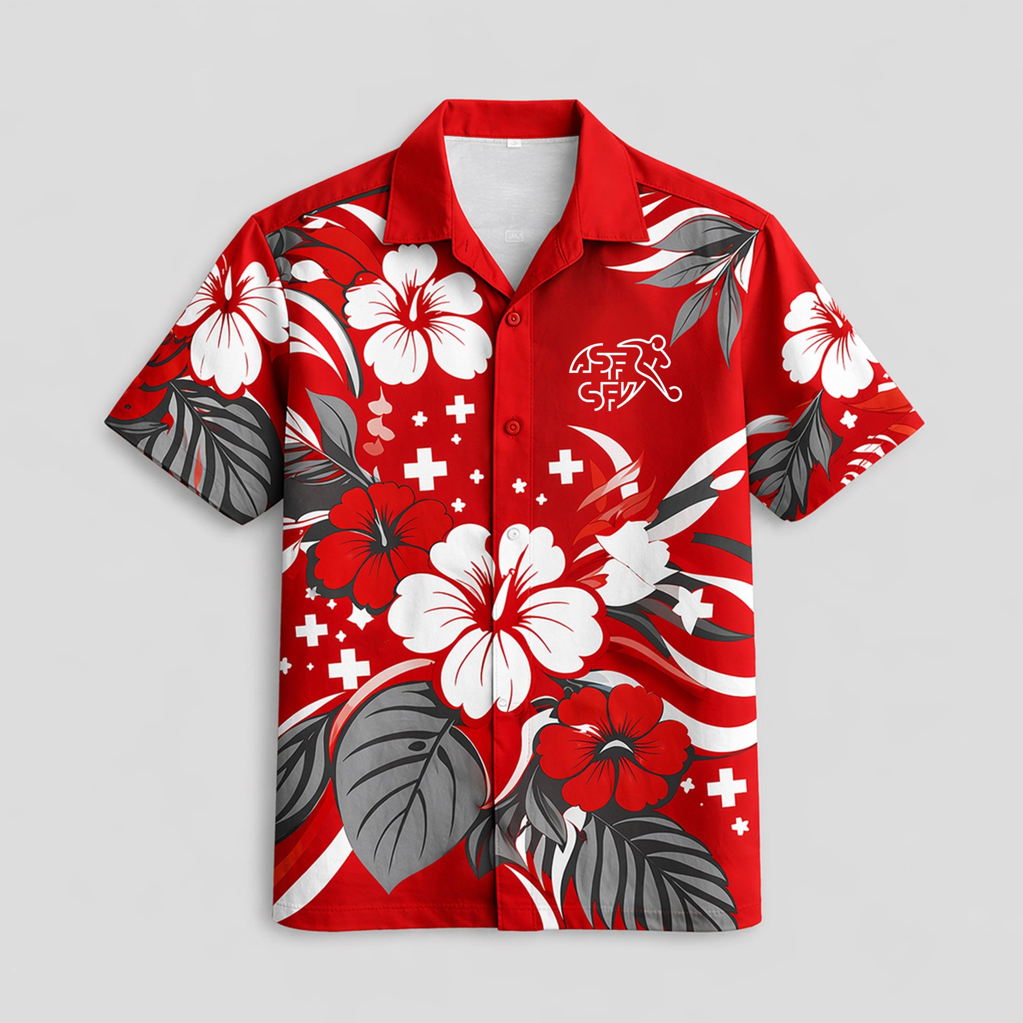 Switzerland WC26 Floral Hawaiian Shirt Pvt02