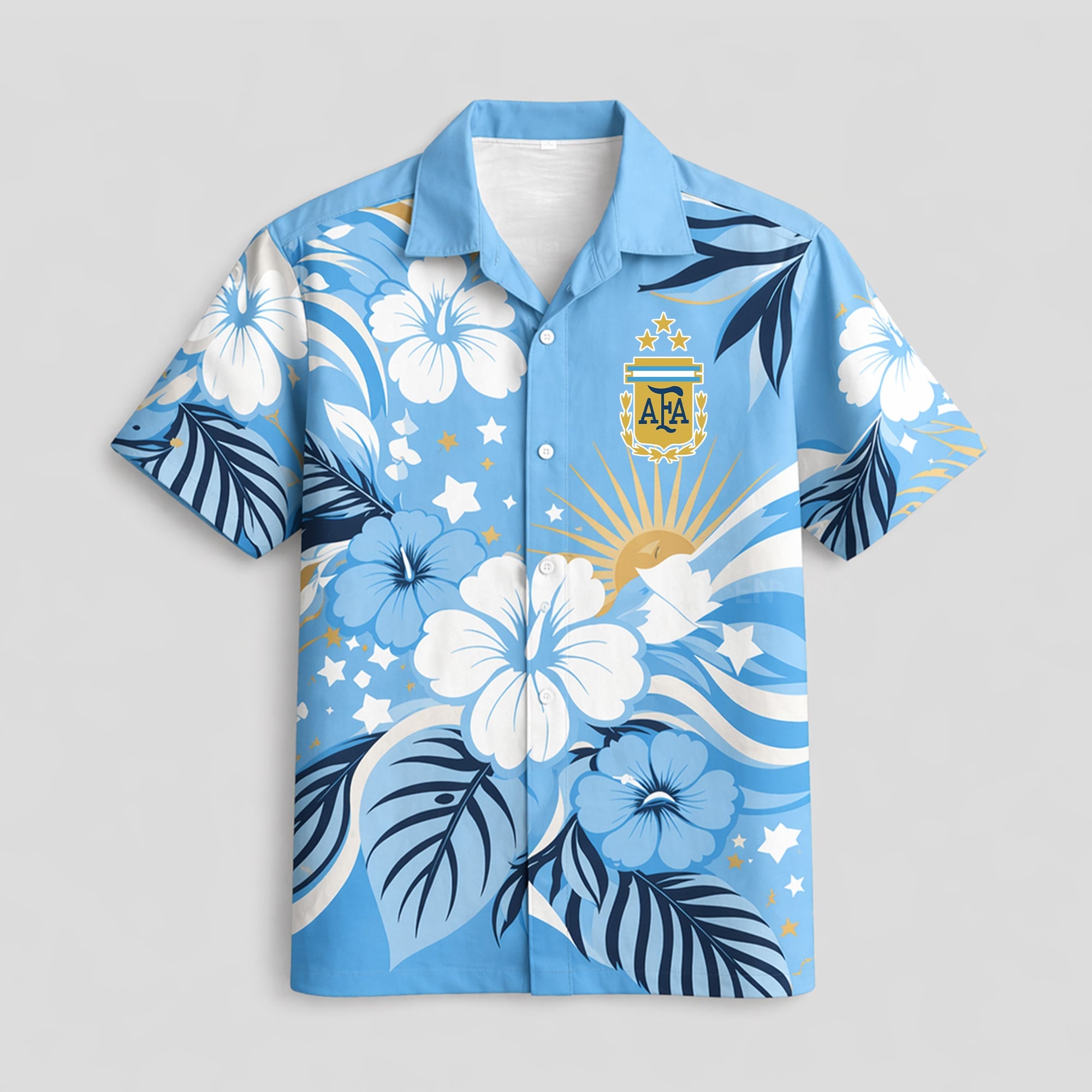 Argentina WC26 Floral Hawaiian Shirt Pvt02